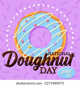 Happy doughnut day in June logo illustration