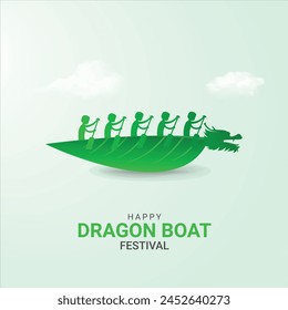 Feliz Festival del Barco Dragón. Happy Dragon Boat Festival anuncios creativos diseño, Vector, ilustración, 3d