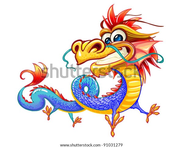 Happy Dragon On White Background Stock Vector (Royalty Free) 91031279