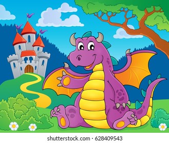 Happy dragon topic image 4 - eps10 vector illustration.