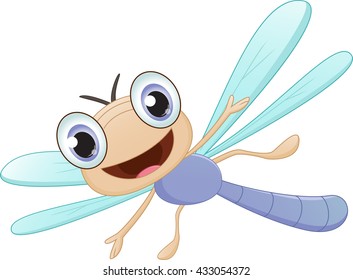 happy dragonfly cartoon