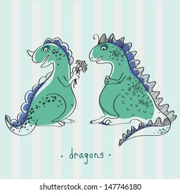 Happy dragons illustration