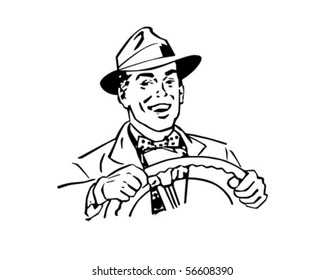 Happy Driver - Retro Clip Art