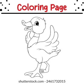 Página de libro para colorear de animales de pato feliz para niños