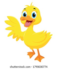 Happy Duck cartoon, isolated on white background