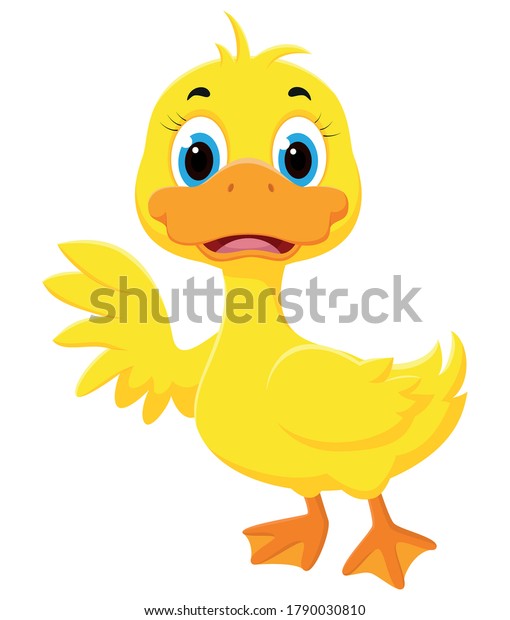 Happy Duck Cartoon Isolated On White Stock Vector (Royalty Free ...