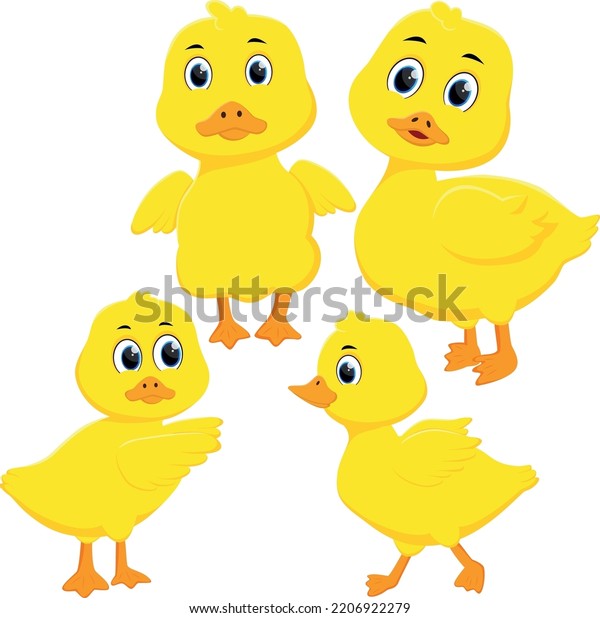 Happy Duck Cartoon Isolated On White Stock Vector (Royalty Free ...