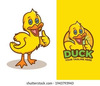 Happy Duck Cartoon mascot illustration