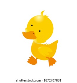 Happy duck. Farm animal for cute doll model, cartoon image in modern and simple style. Vector illustration of fancy and fun baby animal stock