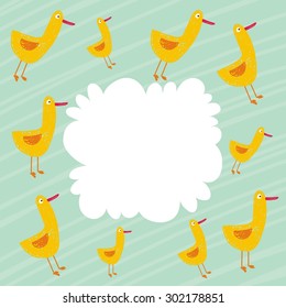 happy duck vector pattern design