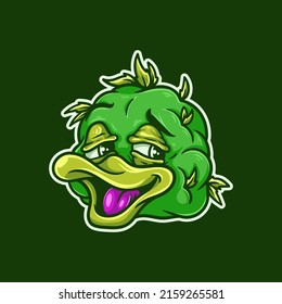 Happy Duck Weed Head Mascot Character