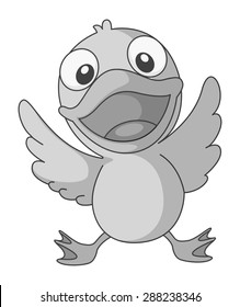 Happy duckling spreading its wings