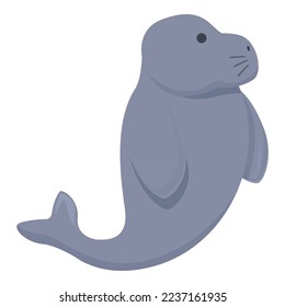 Happy dugong icon cartoon vector. Sea manatee. Wild mammal