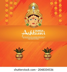 Happy Durga Ashtami Celebration Background With Vector Illustration