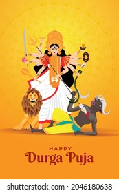 Happy Durga Ashtami Free Vector Illustration