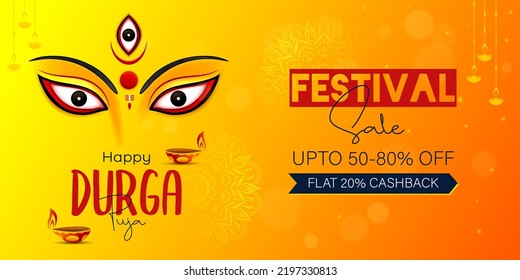 Happy Durga Puja Background Durga Puja Festival Sale Banner Design
