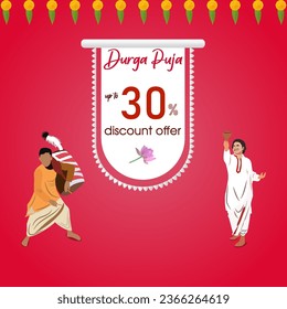 happy durga puja background durga puja festival sale poster, banner design