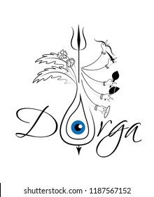 Happy Durga Puja Background Goddess Durga line art