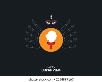 Happy Durga Puja Hintergrund Goddess Durga Hand Stilvoll für Hindu Festival Shubh Navratri oder Durga Puja. Vektorgrafiken