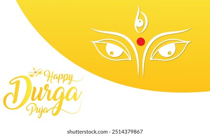 Happy Durga Puja banner template design with goddess Durga eyes. Vector illustration. EPS 10  