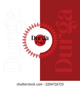 Happy Durga puja celebration poster or social media banner background, Bangla festival puja template