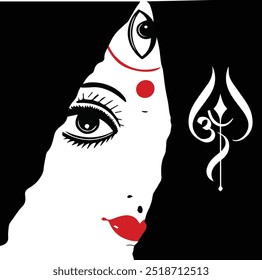 happy durga puja creative abstract banner background design with goddess durga face illustration indian festival