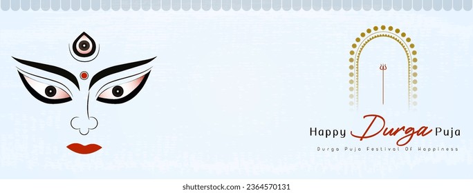 happy durga puja creative banner background design with goddess durga face illustration indian festival