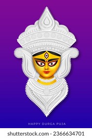 Feliz diseño creativo de banderas Durga Puja con el Festival Indio de Ilustración de Cara Durga