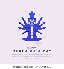Happy Durga Puja Day Paper cut style Vector Design Illustration for Background, Poster, Banner, Advertising, Greeting Card