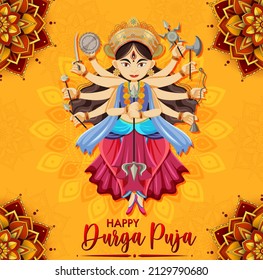 Happy Durga Puja event day illustration