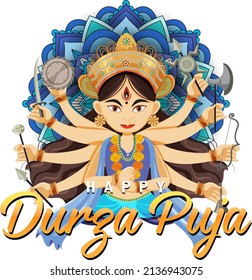 Happy Durga Puja event day illustration