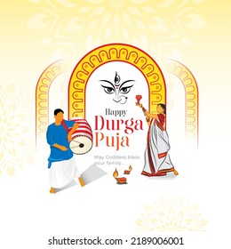 Happy Durga Puja Festival Background Design Template