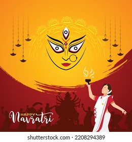 Happy Durga Puja festival background for India holiday Dussehra 