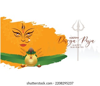 Happy Durga Puja festival background for India holiday Dussehra