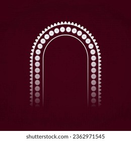 Happy Durga Puja Festival Background with Stylish Text and Goddess Durga face for Hindu Religious Festival Durga Puja or Navaratri. Line art Vector Illustration on Background.
