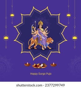 happy durga puja festival banner design