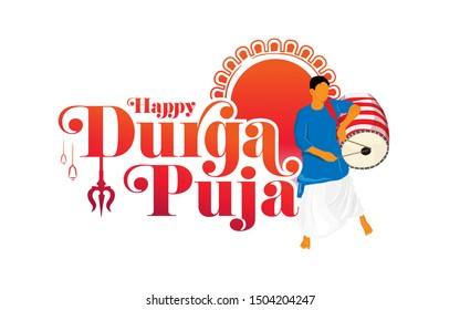 Happy Durga Puja Festival Celebration Background Template Design Vector Illustration