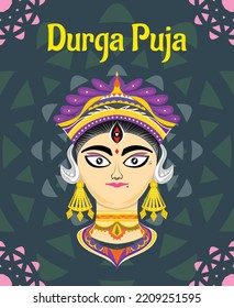 happy durga puja festival day vector poster