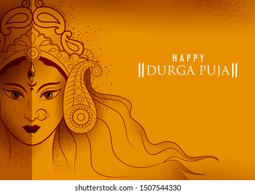 Happy Durga Puja festival of India holiday background for Dussehra and Navratri. Vector illustration