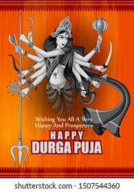 Happy Durga Puja festival of India holiday background for Dussehra and Navratri. Vector illustration
