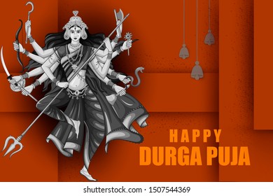 Happy Durga Puja Festival India Holiday Stock Vector (Royalty Free ...