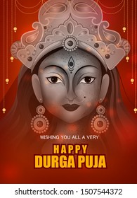 Happy Durga Puja festival of India holiday background for Dussehra and Navratri. Vector illustration