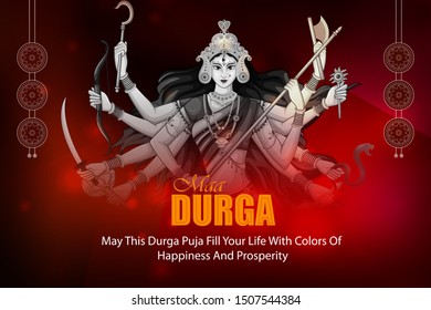 Happy Durga Puja festival of India holiday background for Dussehra and Navratri. Vector illustration
