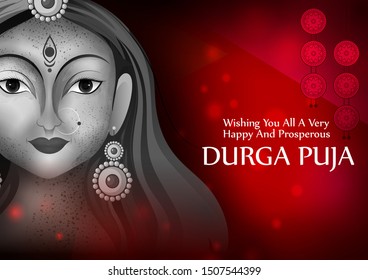Happy Durga Puja festival of India holiday background for Dussehra and Navratri. Vector illustration
