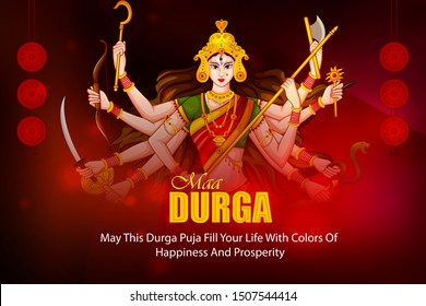 Happy Durga Puja festival of India holiday background for Dussehra and Navratri. Vector illustration