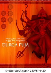 Happy Durga Puja festival of India holiday background for Dussehra and Navratri. Vector illustration