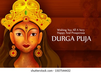 Happy Durga Puja festival of India holiday background for Dussehra and Navratri. Vector illustration