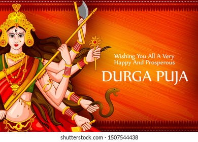 Happy Durga Puja festival of India holiday background for Dussehra and Navratri. Vector illustration
