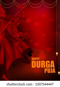 Happy Durga Puja festival of India holiday background for Dussehra and Navratri. Vector illustration