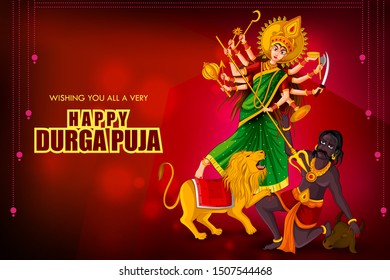 Happy Durga Puja festival of India holiday background for Dussehra and Navratri. Vector illustration